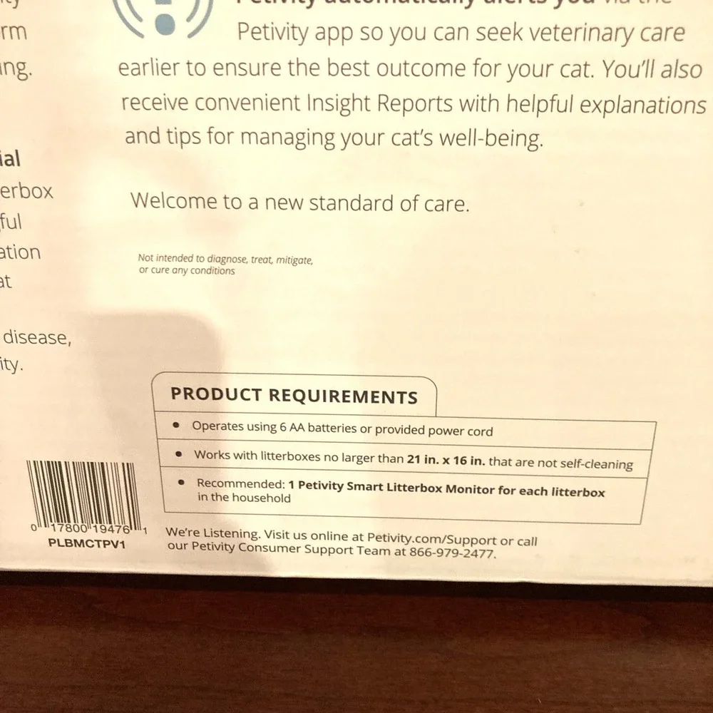 Petivity Smart Litterbox Monitor Health Tracking Alert System for Cats Open Box